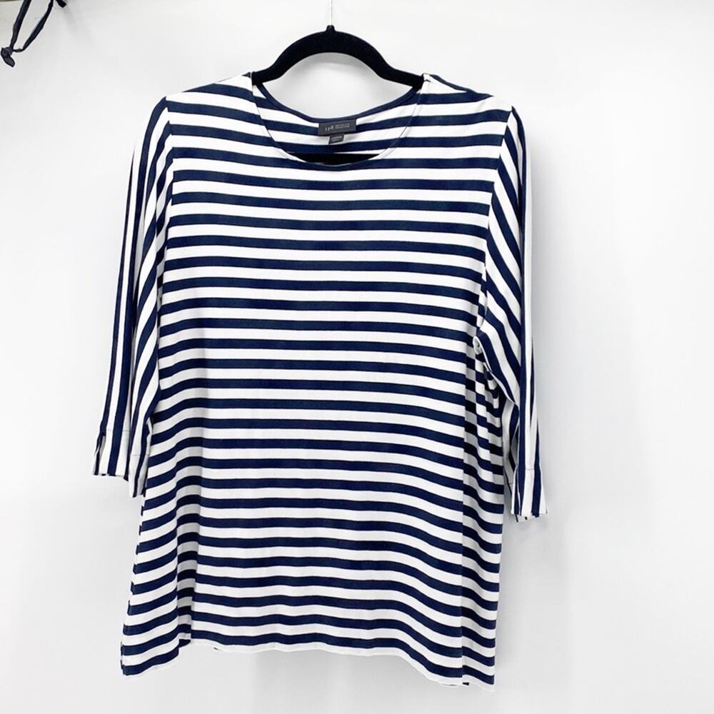 J.Jill wearever collection blue white longline nautical summer coastal size LP
